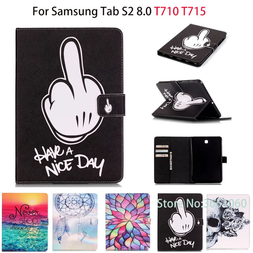 Tab S2 8 0 дюймов Чехол окрашенный чехол для Samsung Galaxy T710 T715 T713 T719 умный планшета PU