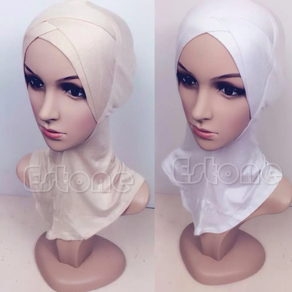 Женский мусульманский Мерсеризованный шарф с крестиком полным покрытием