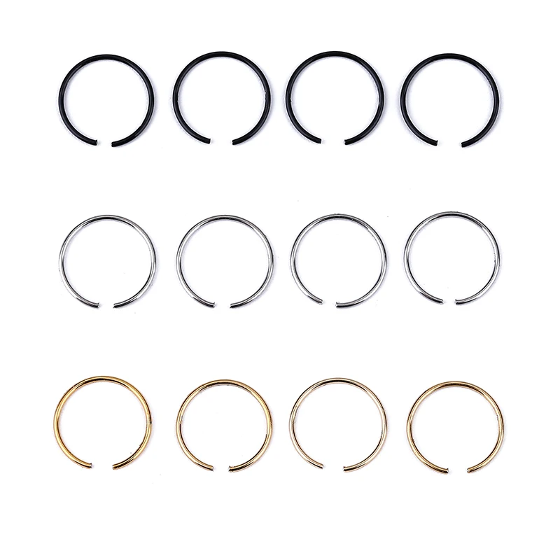 

40Pcs Nose Piercing Ring Fake Septum Body Jewelry Stainless Steel Titanium Burun Septo Piercing Piercing De Nariz Nose Ring Hoop