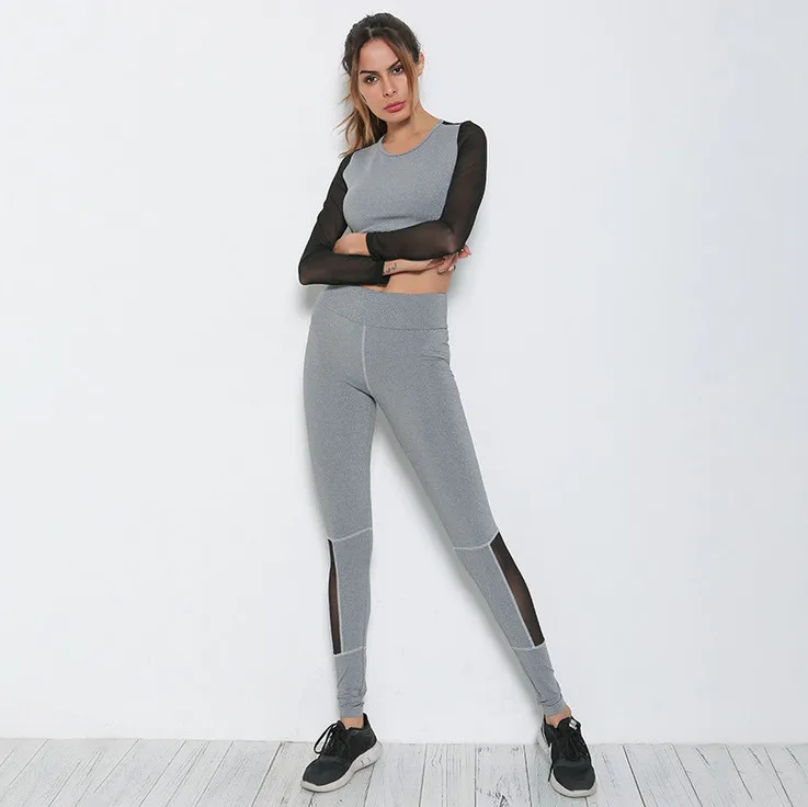 Новые женские комплекты для йоги спортивные костюмы фитнеса рубашки с длинным