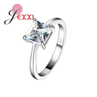 lasted romantic style wedding jewelry accessory 925 serling silver crystal rings with big cubic zirconia prong setting
