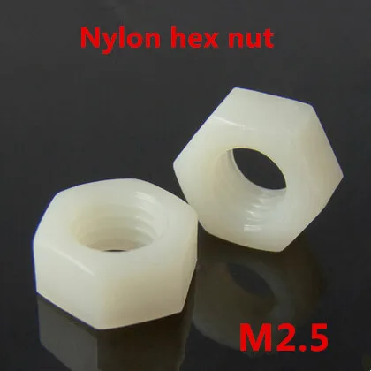 

200pcs M2.5 Nylon Hex Nut Metric Machine Hexagon Nuts DIN934