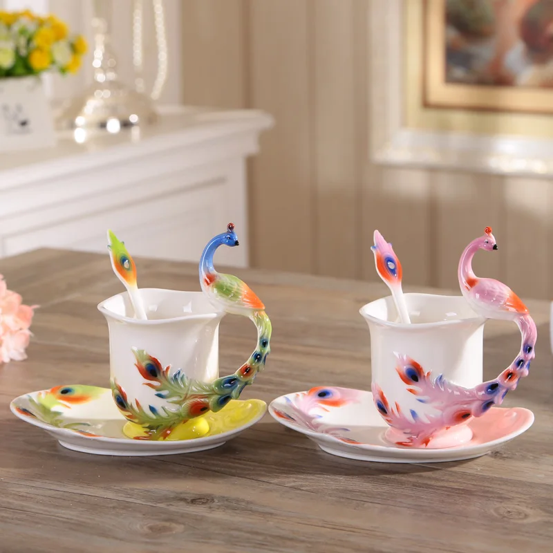 Благородная ручная роспись кости креативные кофейные кружки чашка ложка Свадьба