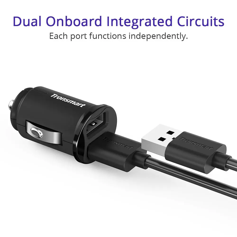 Tronsmart C24 Dual USB Автомобильное зарядное устройство для телефона зарядка samsung xiaomi ios