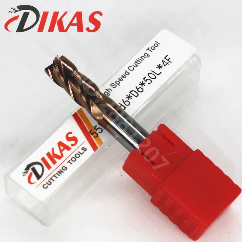 Dikas 55HRC d6 * D6 50L 4F материал карбидная квадратная торцевая фреза с 4 канавками 6 мм