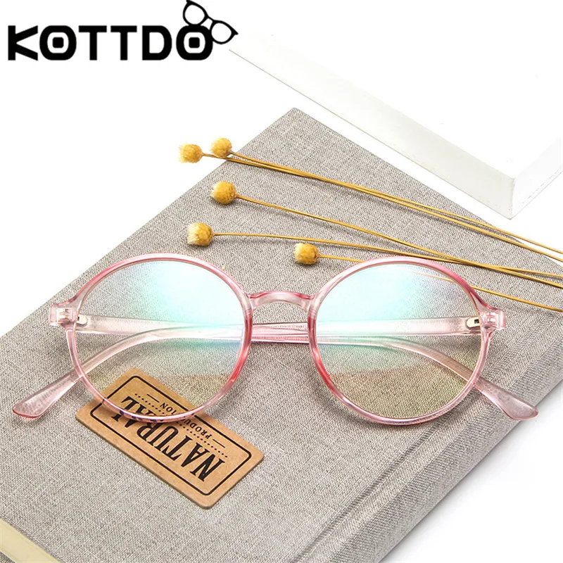 Новинка 2019 круглая оправа для очков KOTTDO модные очки близорукости с сисветильник