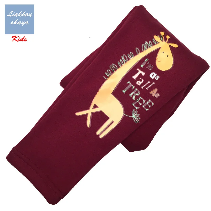 Red Giraffe Liakhouskaya/ г.; Зимние флисовые леггинсы для девочек; Детские теплые бархатные брюки; плотные теплые брюки; узкие брюки-карандаш - Цвет: Red Giraffe