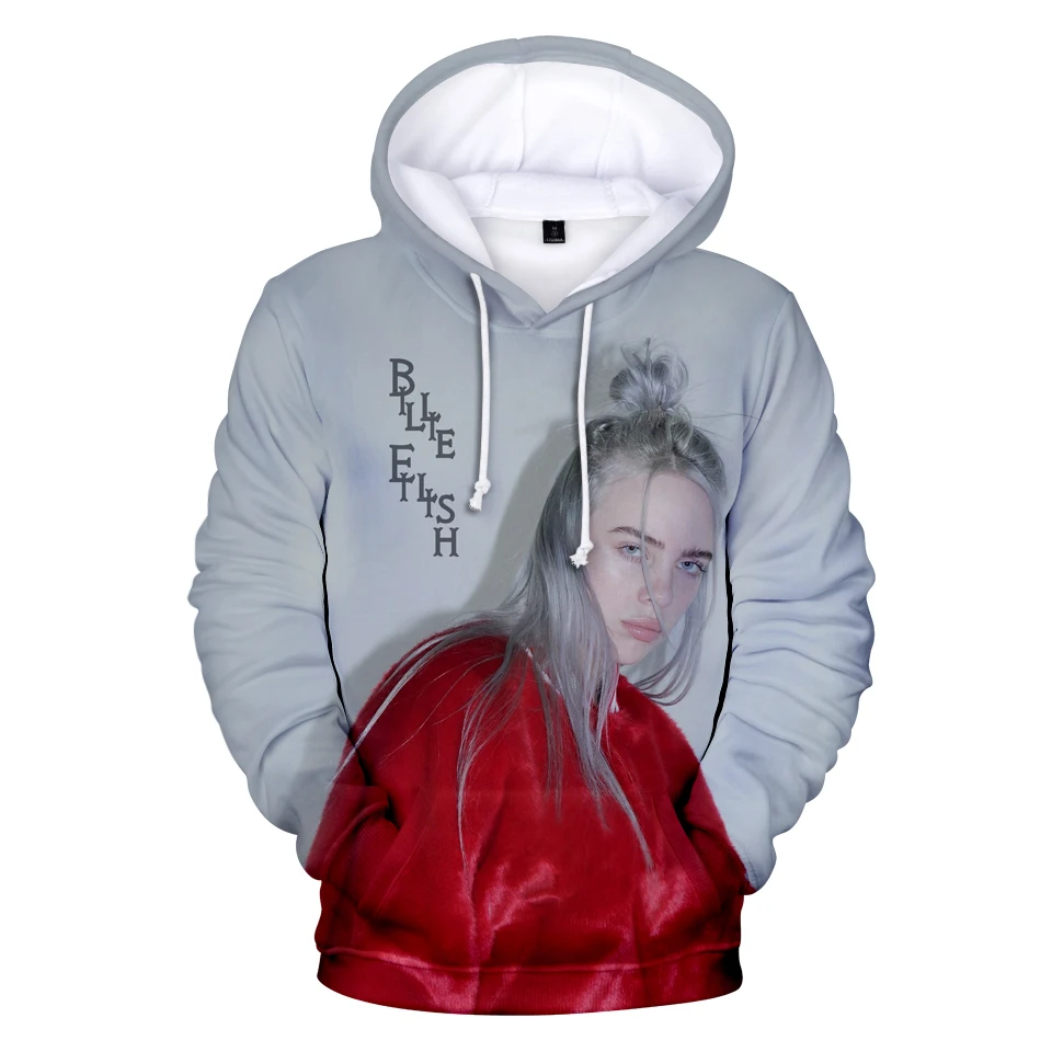 Новая мода 3D Billie Eilish толстовка с капюшоном Длинная Толстовка Топ в стиле