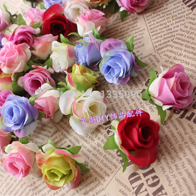5 шт. декоративные тканевые розы с листьями 4 см|rose heads|craft flowersflower flower |