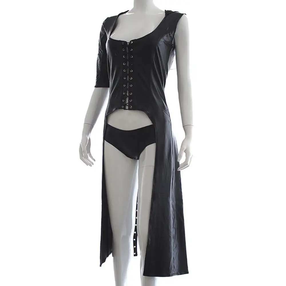 Искусственная кожа БДСМ фетиш платья Wetlook сексуальные костюмы Сексуальная