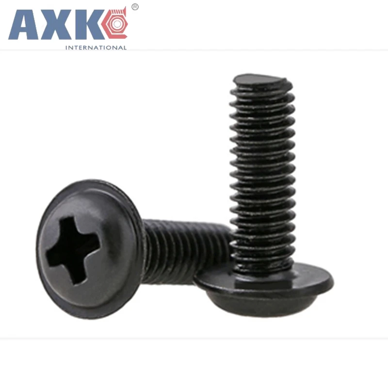 AXK 50 шт. M2 M2.5 M3 PWM DIN967 черные винты с подкладом рефлокальный корпус для компьютера