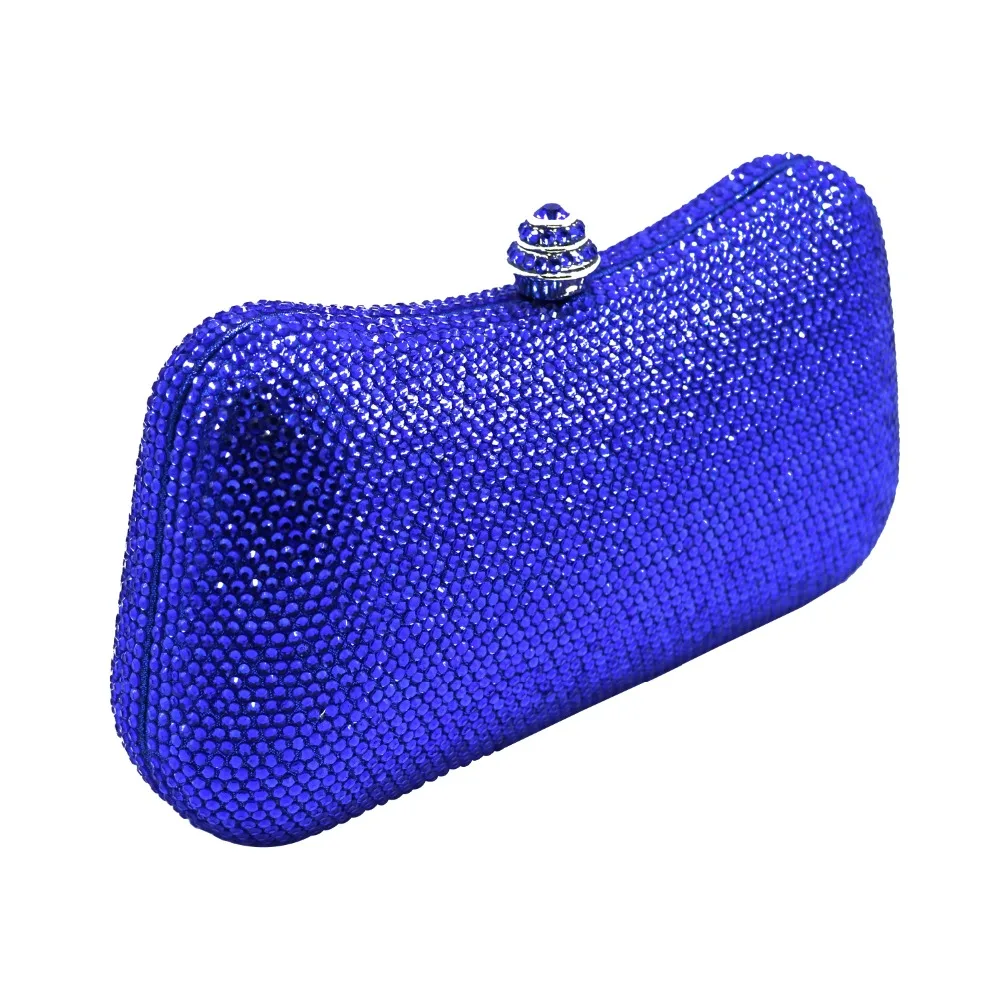 Роскошный ярко синий Жесткий Чехол клатч вечерняя сумка с кристаллами для женщин
