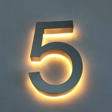 Silver Steel WW LED Изготовленные на заказ наружные номера адресов дома из нержавеющей стали - Цвет: Silver Steel WW LED