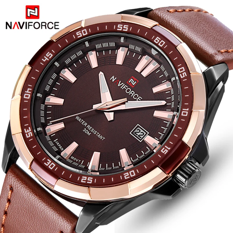 

NAVIFORCE Mens Watches Top Luxury Brand Fashion Sport Watches Men Waterproof Quartz Clock Male Army Military Leather Wrist Watch