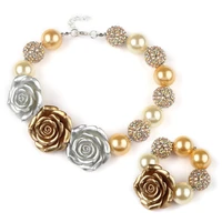 baby girls lovely gift gold resin flower necklace bracelet set girls chokers necklaces chunky beads bubblegum necklace bracelets