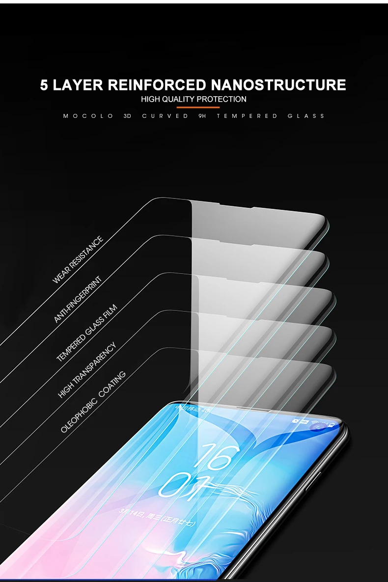 Для samsung S10 защита экрана Mocolo Note 10 жидкое клееное 3D изогнутое УФ закаленное стекло для samsung S10 Plus защита экрана