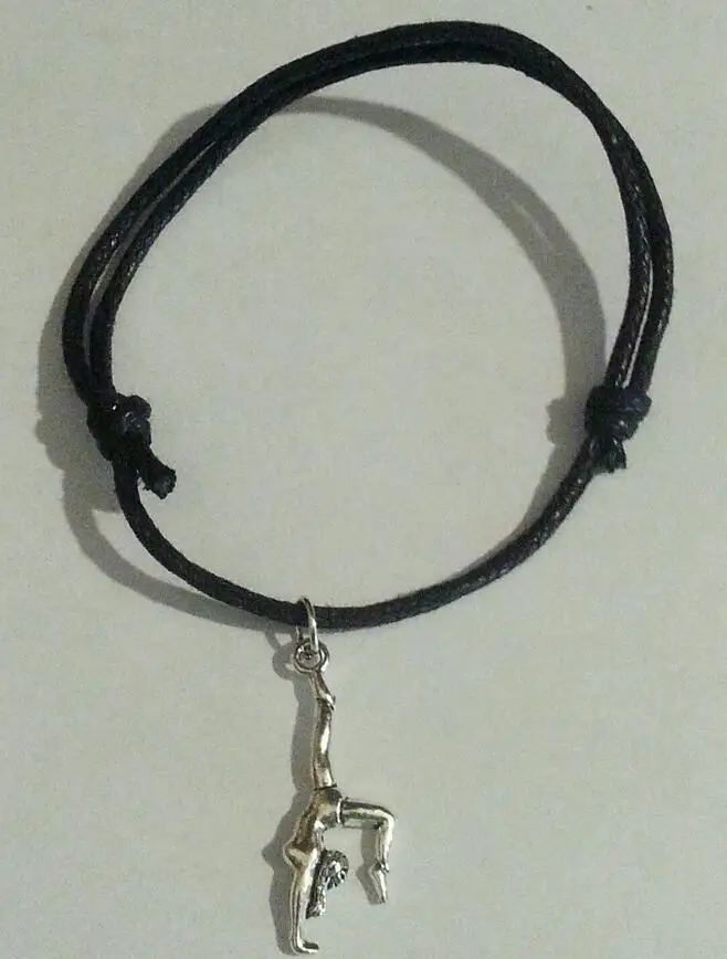 Винтажные гимнастические шармы эмблемы браслет на запястье Черная веревка