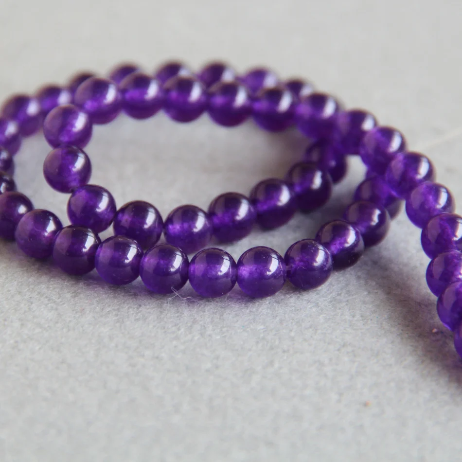 

8mm Fashion Purple Purple Crystal Beads Stones Round Beads DIY Chalcedony Beads 15" Jewelry Making Design Wholesale