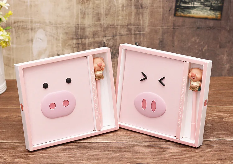 1 комплект Творческий Студент рождественские подарки Kawaii Плюшевые свитер с розовой Свинкой Тетрадь во время отключения девочка-путешественница's Secret записной книжки с милым ручка в форме поросенка