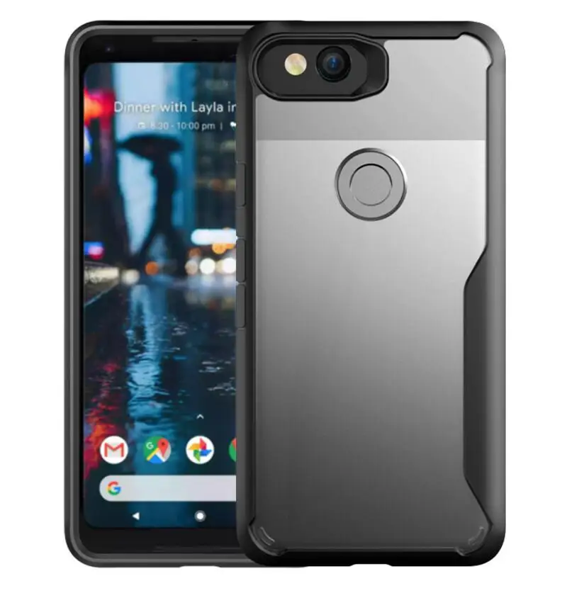 Сверхмощный бампер для Google Pixel 2 Чехол прозрачный щит Гибридный защита от падения защитный чехол для Google Pixel 2 XL чехол - Цвет: black