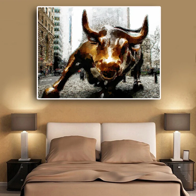 

Cow Cattle Oil Painting on Canvas Wall Street Art Nordic Posters and Prints Scandinavian Wall Picture for Living Room
