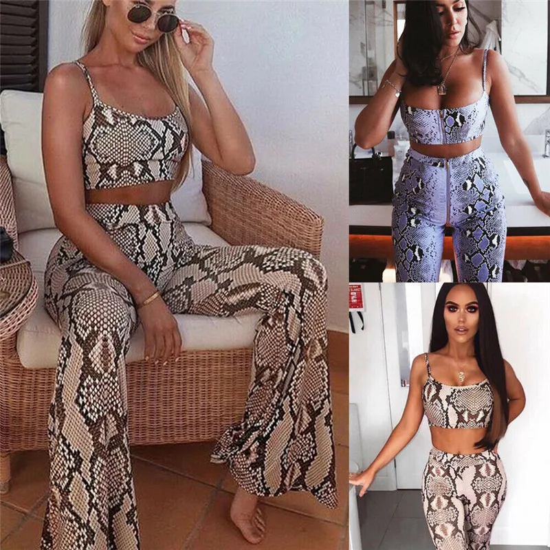 Комплект из 2 предметов Новый женский короткий топ блуза + брюки комплект одежды