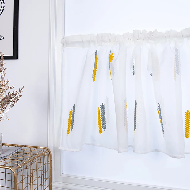 Вышитые пшеничные Короткие шторы Valance Pelmet вуаль занавески для гостиной спальни
