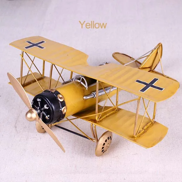 Yellow Винтажные металлические украшения для дома, самолет, модель игрушки для детей, Миниатюрные модели самолета, ретро Креативные украшения для дома - Цвет: Yellow