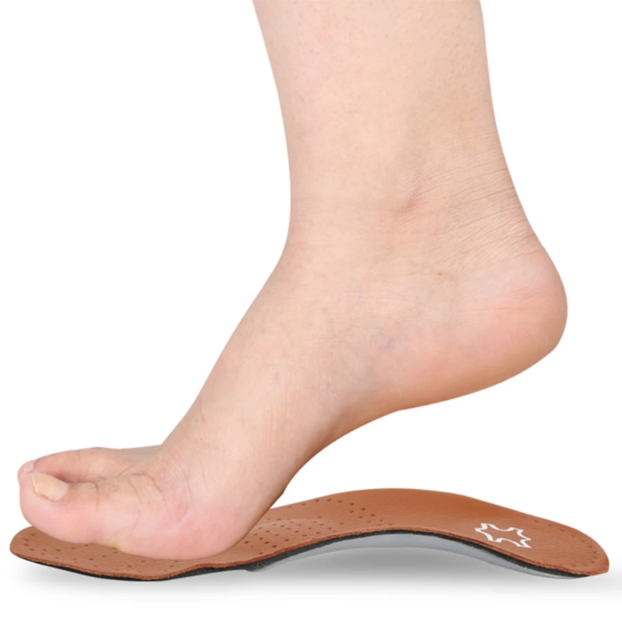 High quality Leather orthotics Insole for Flat Foot Arch Support 25mm orthopedic Silicone Insoles For men and Women | Обувь