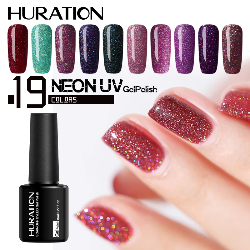 Huration Новый Блестящий неоновый Гель лак для ногтей УФ Профессиональный