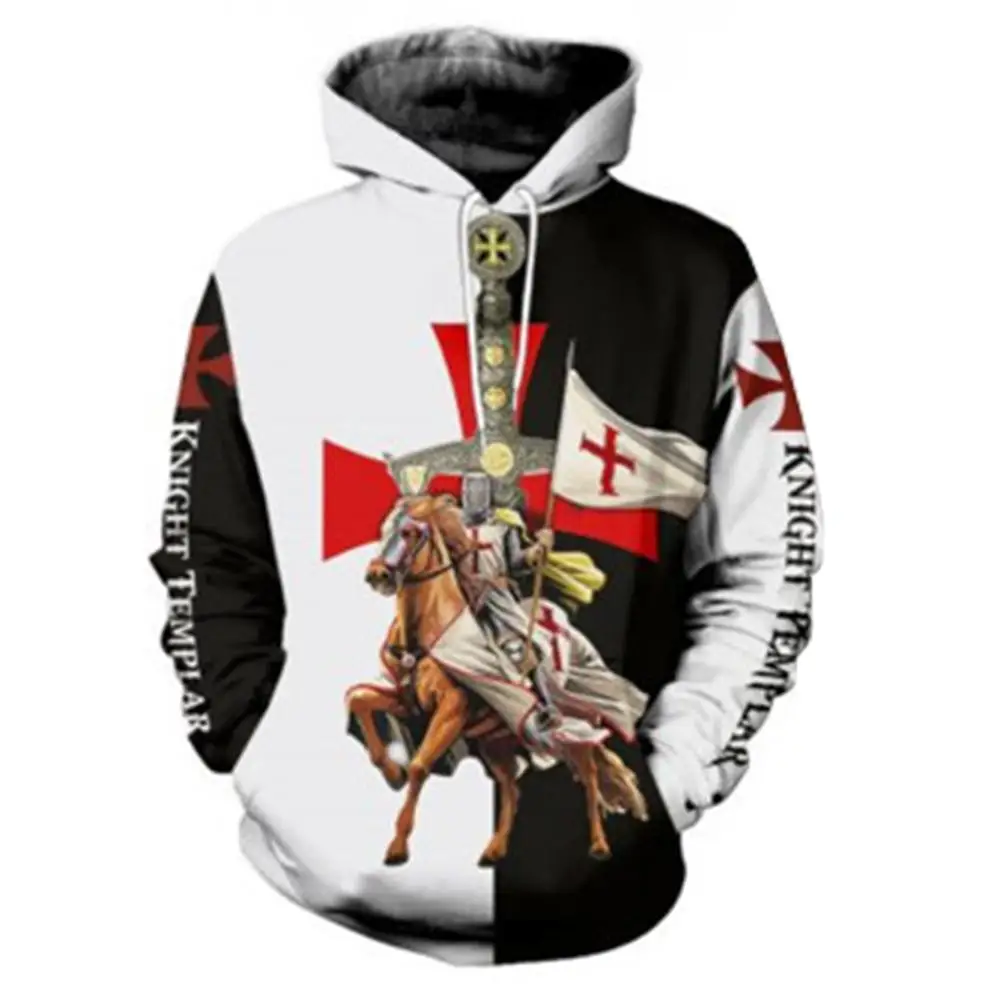 Knights Templar Hoodie Adult Men Women 3D Print Hooded Sweatshirt Jacket Coat | Мужская одежда