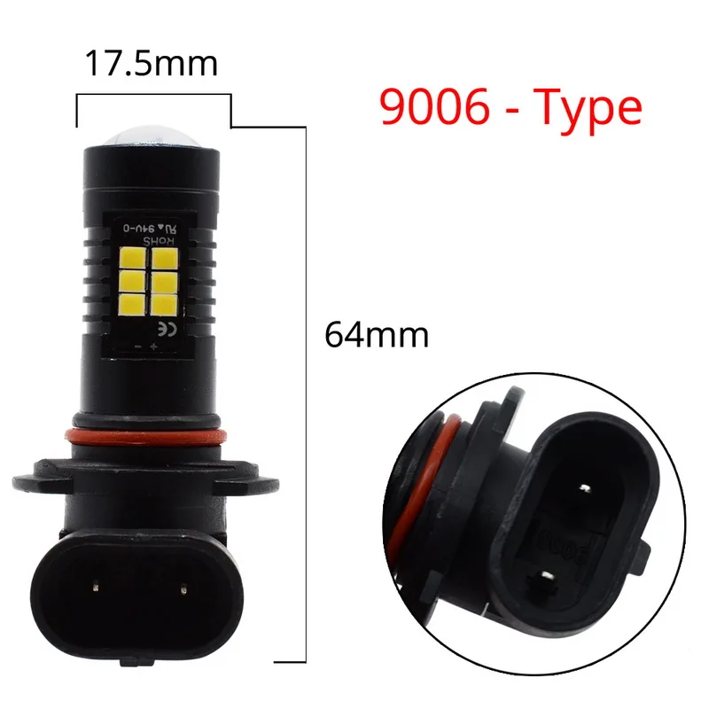 1 шт фара 9004 9005 9006 9007 H4 H7 H8 H10 H16 P13W R5W 3030 чипы 21 SMD 1260LM DRL 9~ 20V противотуманная фара в сборе - Испускаемый цвет: 9006