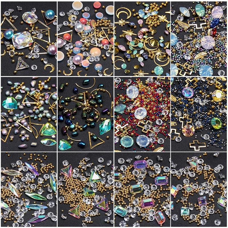 3D украшения для дизайна ногтей Стразы кошачий глаз градиентные жемчужные стразы
