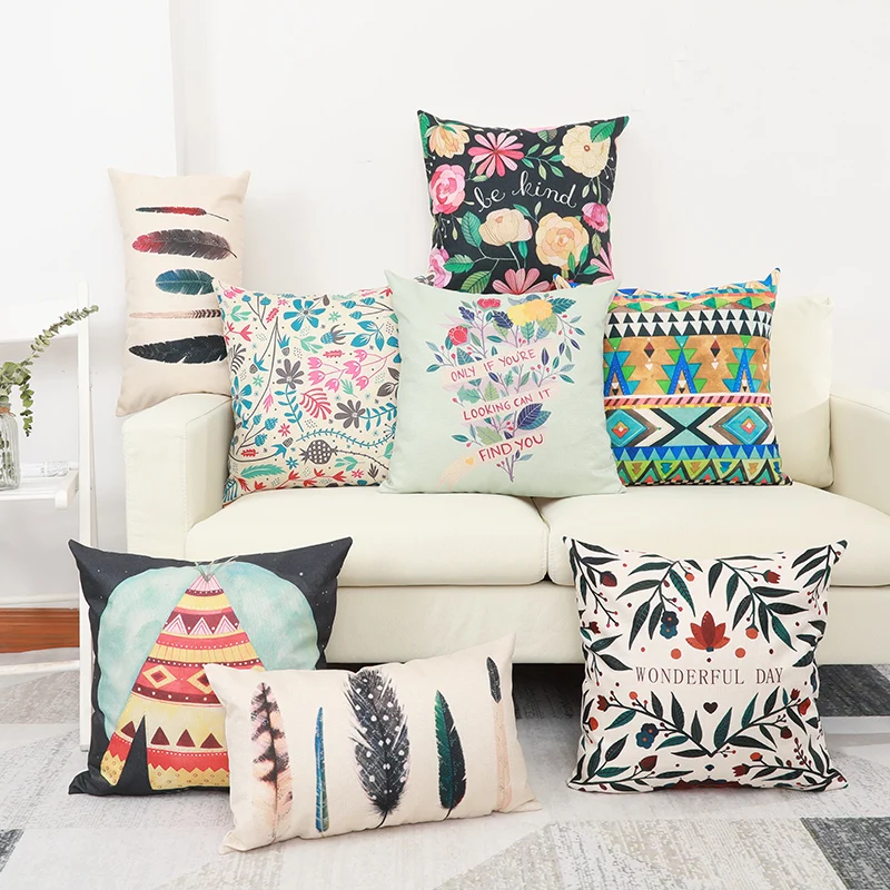 Explosion Garden Flower Retro Fresh Ins Beautiful Country Fabric Sofa Cushion Cotton Linen Pillowcase 45*45cm | Дом и сад