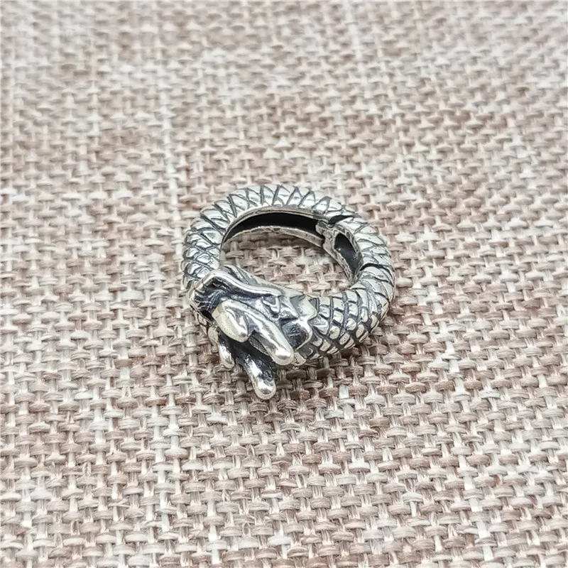 925 пробы Серебряный окисленный Дракон застежка карабин для браслета