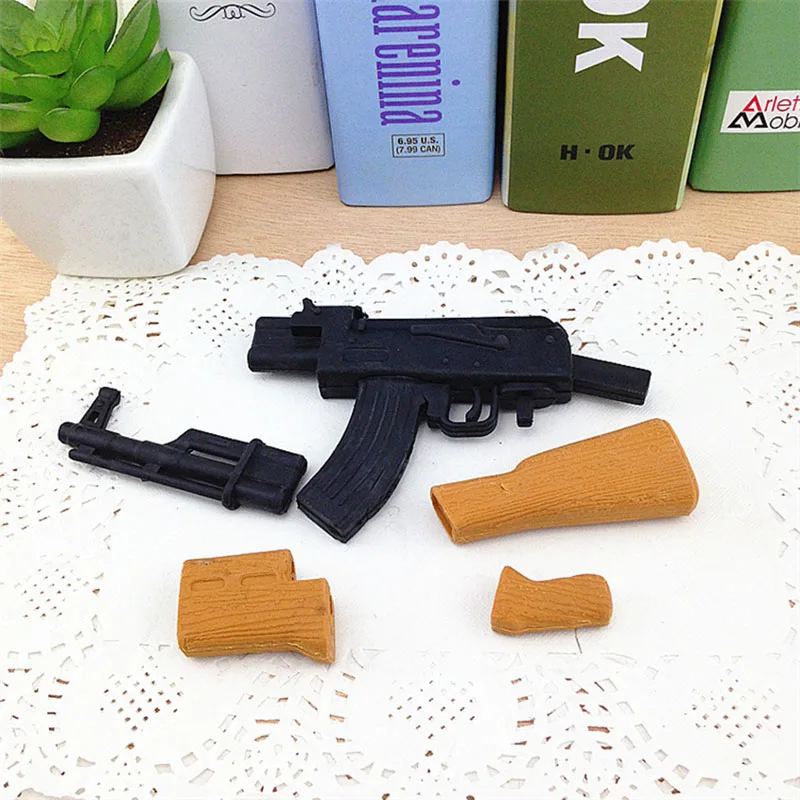 1 шт. 3D моделирование AK47 пистолет карандаш ластик для мальчиков творческие