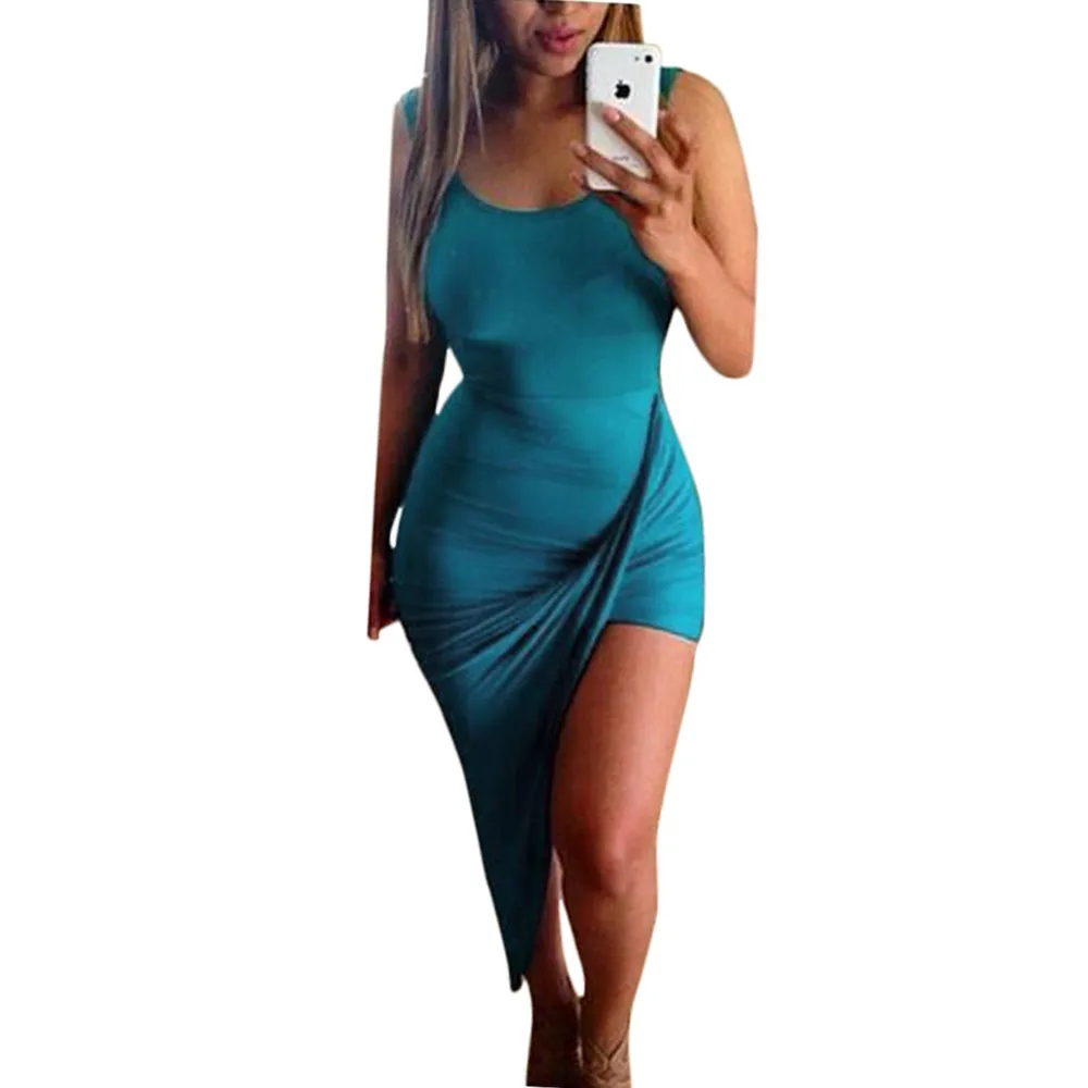 FD6517 женское сексуальное облегающее платье однотонное на бретелях без рукавов