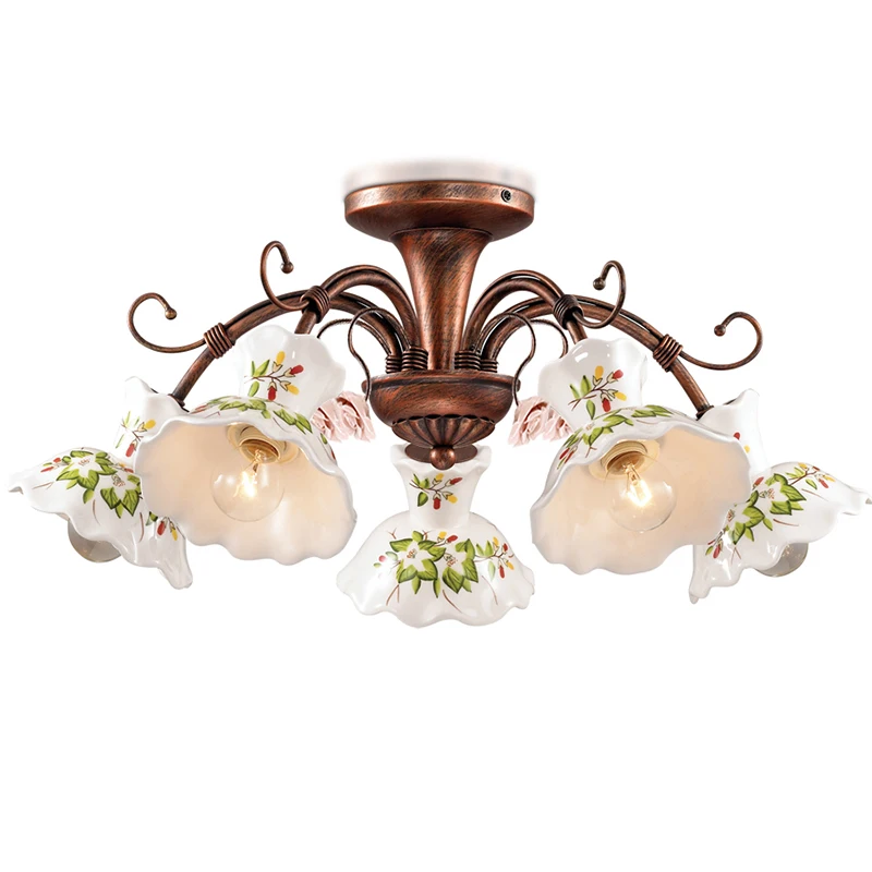Classical Art Deco Bedroom Ceiling lamp Lighting Rustic Ceramics Iron Led Lights Luminaire For Library Dining Room light | Лампы и