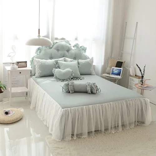 Bed skirt 1 Кружевная хлопковая юбка для кровати для принцессы, для близнецов, для детей, взрослых, постельное белье, наволочки - Цвет: Bed skirt 1