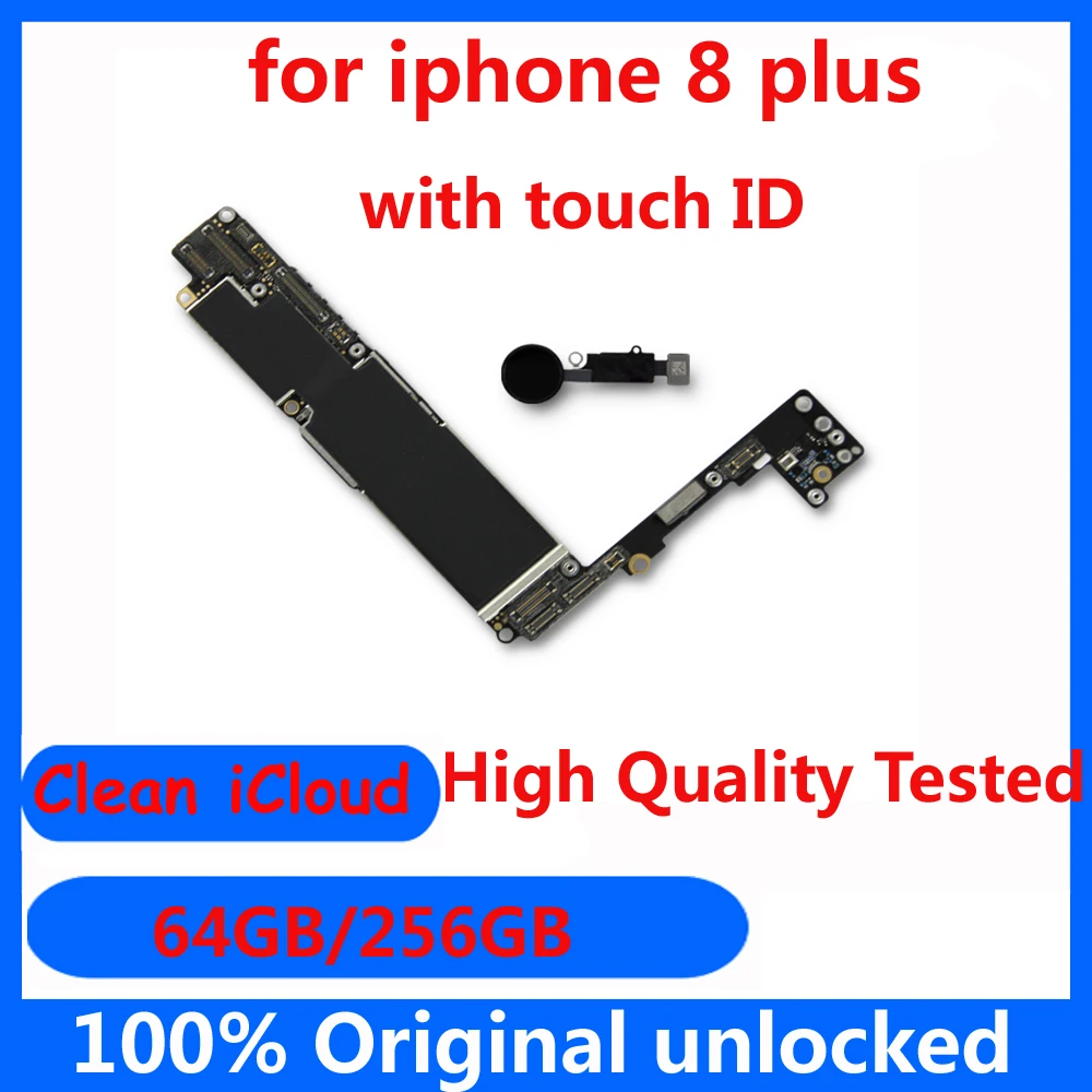 64GB 256GB 100% Original IOS system Logic board for iphone 8plus 8 Plus with / NO touch ID Unlocked Mainboard+Chips Motherboard | Мобильные