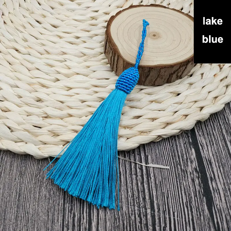 lake blue 2 шт./лот 9 см нить Ленточки Декоративные Шелковые бахромой гарнитур DIY кисточка швейная ткань аксессуары отделкой бахромой для tassel Pendant - Цвет: lake blue
