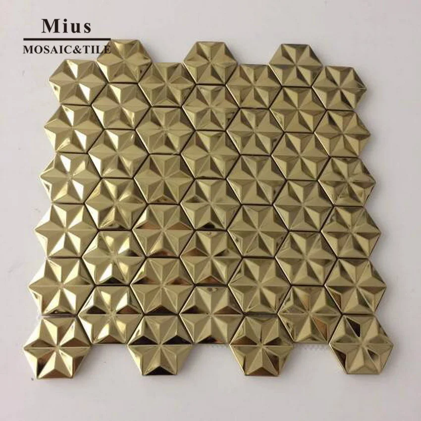 

3D gold hexagonal metal mosaic tile for home decoration