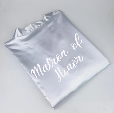silver ro matron C& Fung, новинка, халат для невесты, подружки невесты, с белыми черными буквами, для мамы, сестры невесты, свадебный подарок, халат, кимоно, атласные халаты - Цвет: silver ro matron