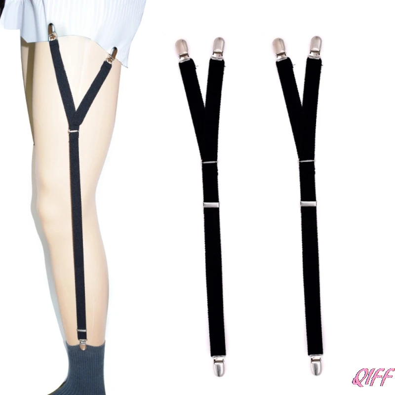 

2Pcs/Set Y Style Elastic Leg Suspender Strap Shirt Stays Non-slip Locking Clamps