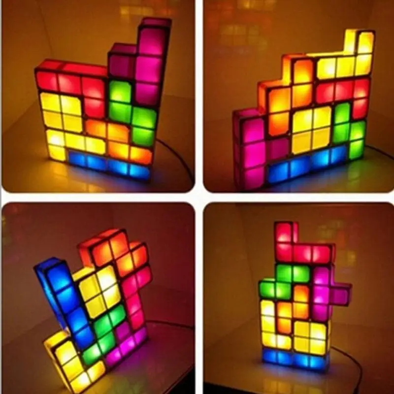 Настольная Светодиодная лампа для тетрис с забавным светом|Новизна освещения| |