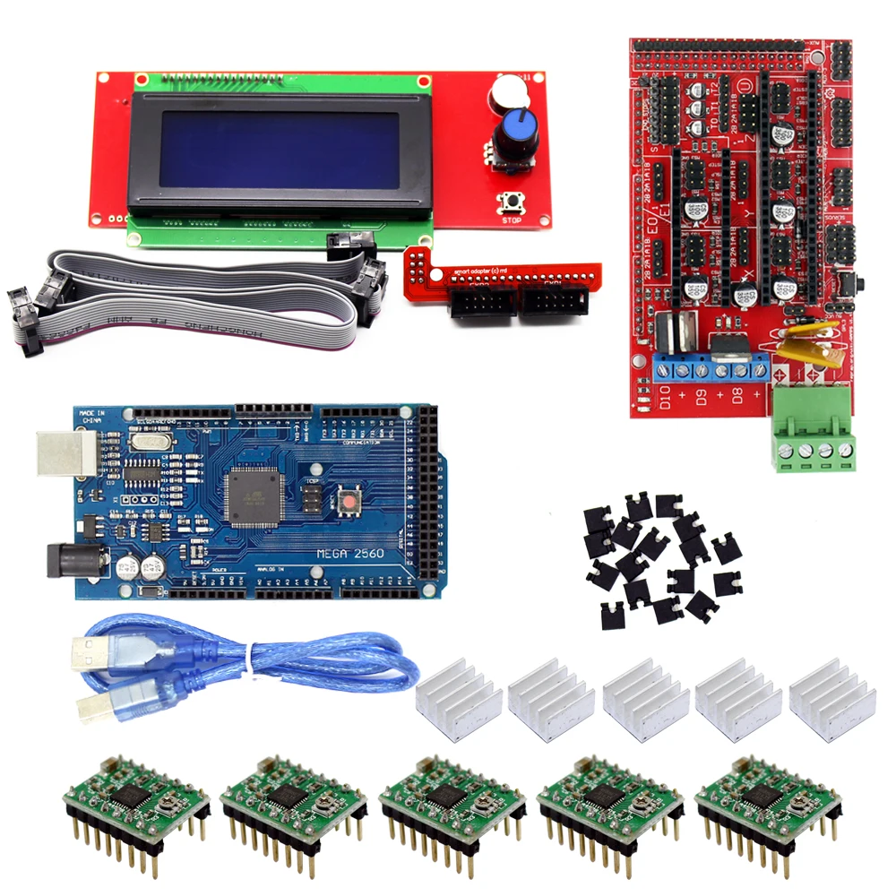 3D принтеры комплект Мега 2560 R3 + 1 шт. RAMPS 4 контроллер 2004 ЖК дисплей 5 шт A4988 шагового