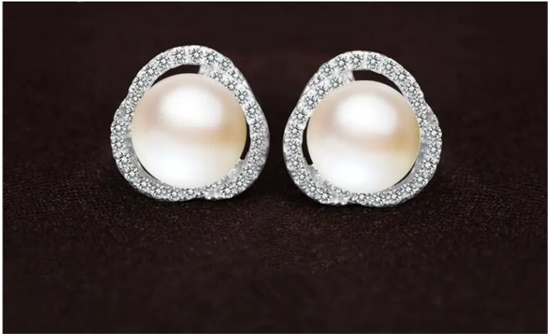TJP Charm Silver Plated Earrings For Women Accessories Fashion Crystal Rose Pearl Girl Stud Lady Jewelry Gift | Украшения и