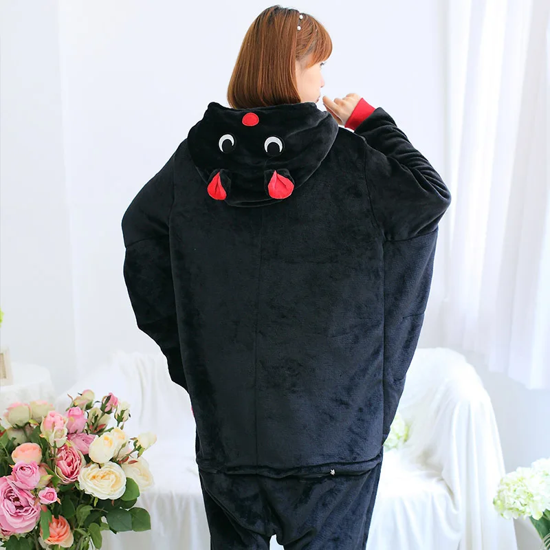 Kigurumi Black Bat Pajamas Animal Party Cosplay Costume Flannel Onesies Game Cartoon Animal Sleepwear