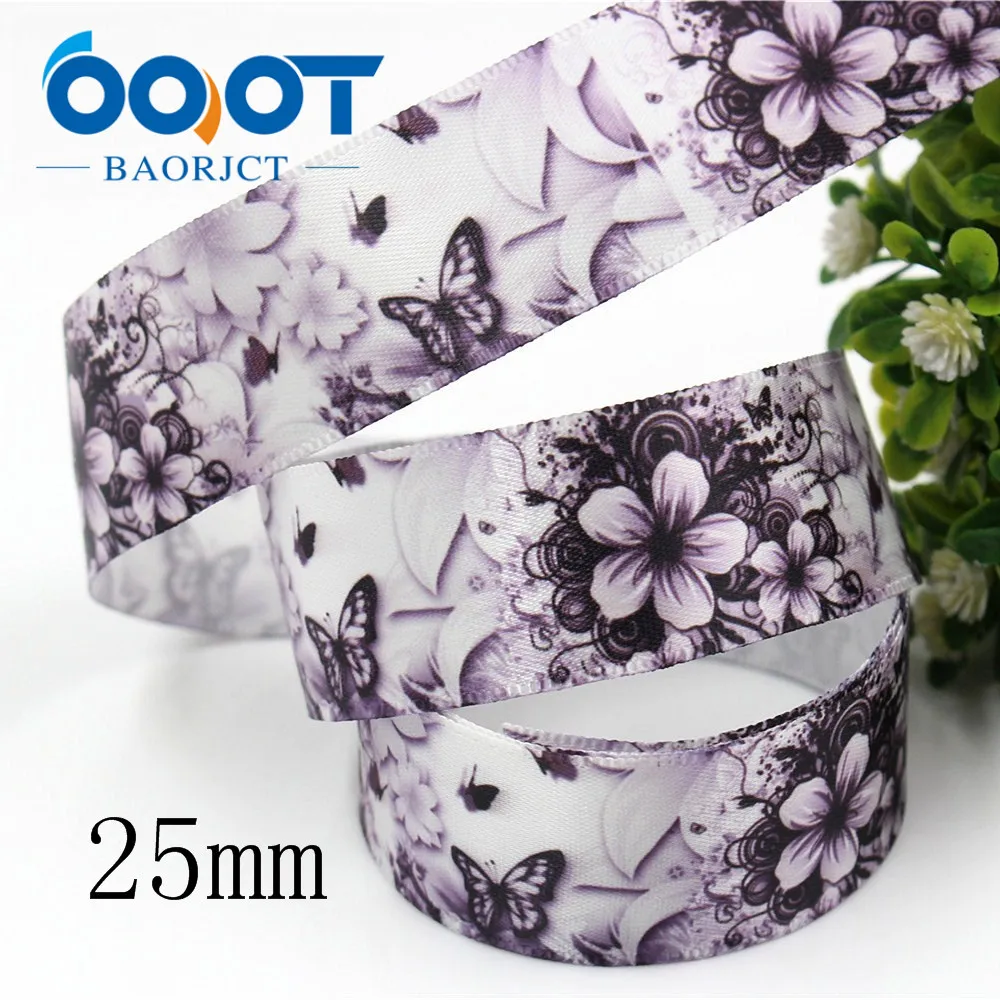 OOOT BAORJCT 1712013 25 мм 10 ярдов ленты с цветами термопечать Свадебные аксессуары DIY