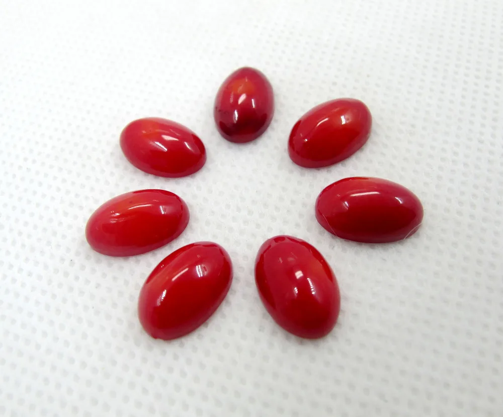 

3pcs/lot Red Coral jewelry Jewelry Cabochons 8*12mm Oval Fashion Jewelry Bead Cabochon Jewerly Ring Face Making